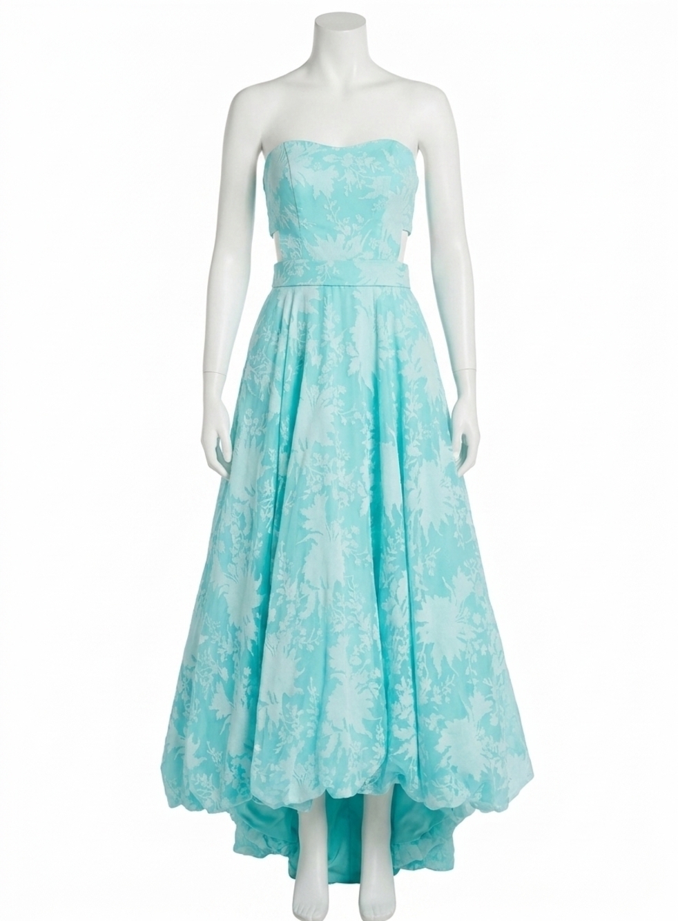 NEW RACHEL ALLAN high low burnout bubble prom gown in aqua